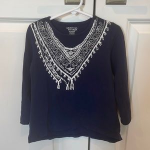 E-land Kids navy & white shirt size 5